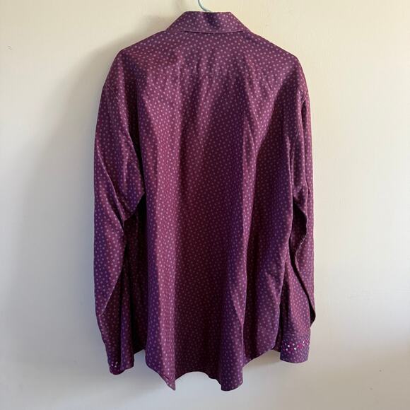 ROBERT GRAHAM Long Sleeve Polka Dot Eggplant Purple Shirt Size Large - Picture 6 of 6